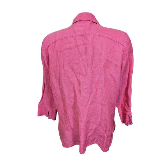 Talbots Pure Irish Linen Button Up Shirt Womens Size 18 Pink Long Sleeve Summer - Picture 4 of 6